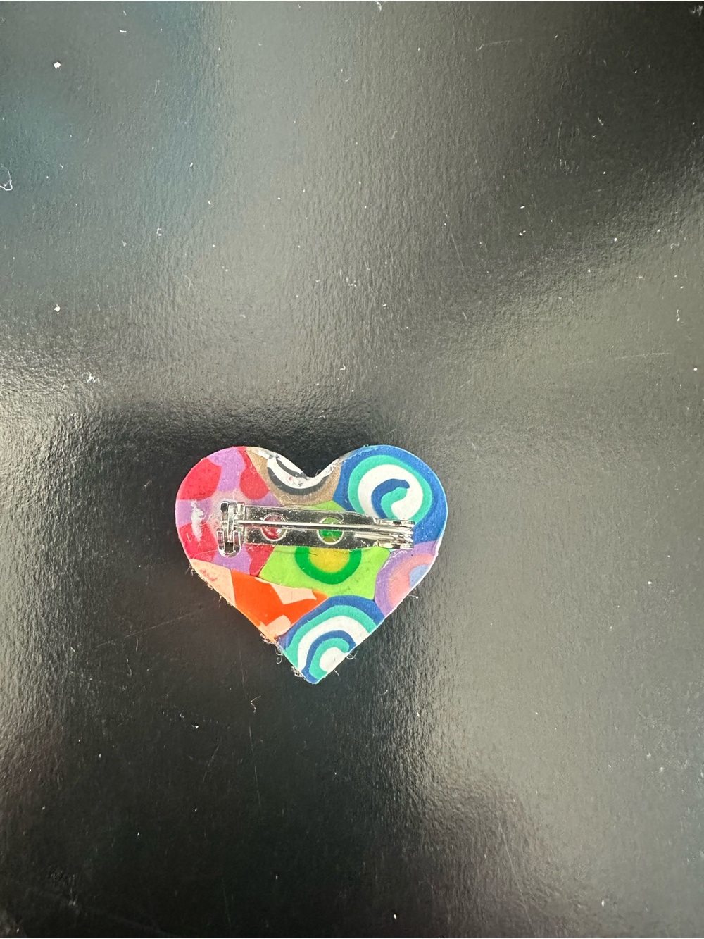 Colorful Patterned Heart Pin - Multicolor - Picture 2 of 3